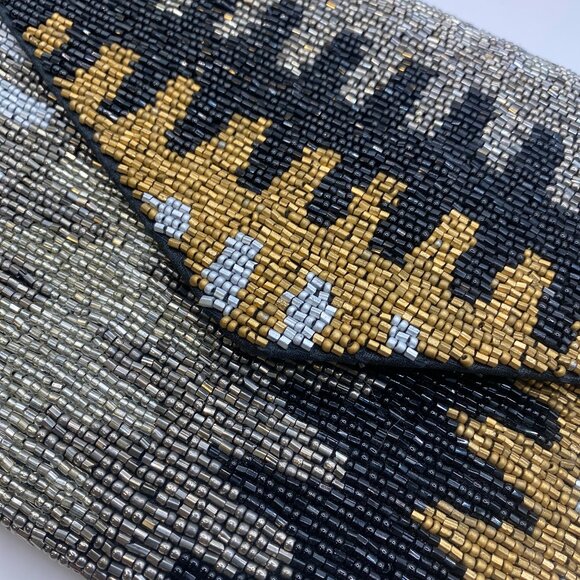 James Ascher (?) Hand Beaded Gold Luna Bag NWT - Picture 5 of 5